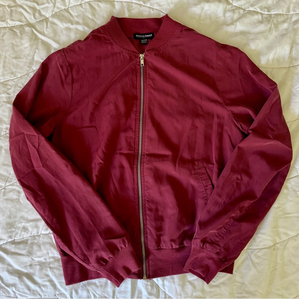 American Apparel Lightweight Burgundy Bomber Jacket